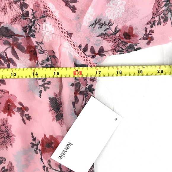 Kensie Floral Smock Top Blouse - Picture 3 of 7